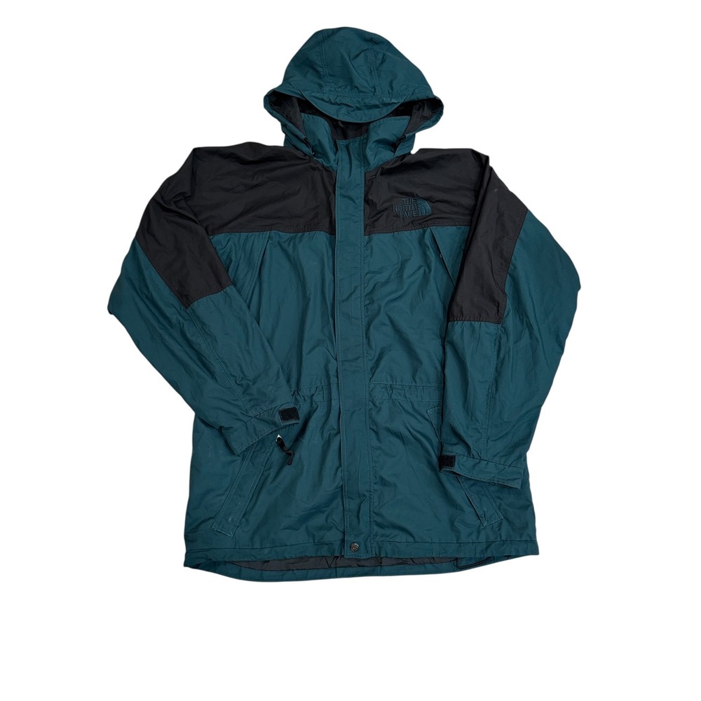 Vintage 90s The North Face Mountain Jacket Teal Black Hooded Mens XL